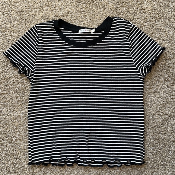 Heart & Hips Tops - Juniors Shirt Size Small black and white stripe NWT